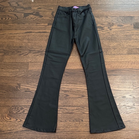 Edikted Black Coated Flared Pants - Picture 1 of 1